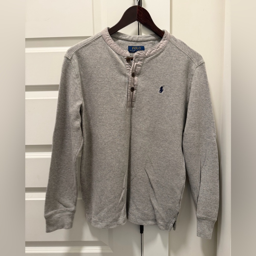 Polo by Ralph Lauren Light Gray Men's Crewneck Henley, boys L